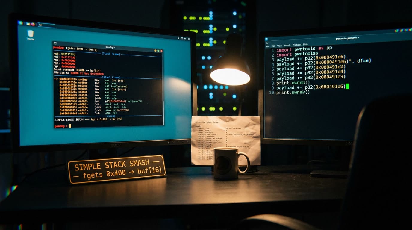 Pwntools buffer overflow эксплойт с нуля для CTF